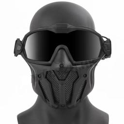 Tactical Airsoft Paintball máscara facial com ventilador, respirável, anti-nevoeiro, rosto cheio, protetora, caça, tiro, novo - Image 3