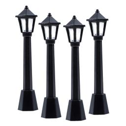 4 pçs rua post luzes modelo de trem ferroviário lâmpada pós luzes em miniatura aldeia caminho lanterna post para diy dollhouse - Image 1