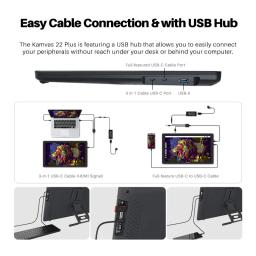 Huion Kamvas 22 Plus mesa digitalizadora tablet gráfico de 21,5 polegadas com tela de vidro anti-reflexo 140% sRGB Drawing Monitor para Design, Linux MacOS Android Compatível - Image 2