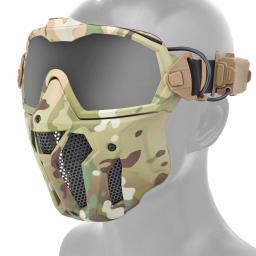 Máscara de airsoft destacável óculos de proteção com ventilador anti-nevoeiro tático paintball proteção completa máscara de tiro cs óculos de proteção máscaras - Image 2