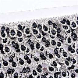 Strass borla chain, 1 jarda de vidro preto gota colar franja guarnição para artesanato decoração diy festa casamento nupcial enfeite - Image 5