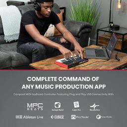 AKAI-Mini MPK Mini teclado com bateria retroiluminada Pads, USB, MK3, 25 Key, controlador de teclado, 8 botões, Piano produção musical - Image 4