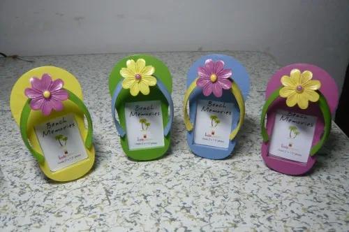 Porta-cartões de casamento em 5 estilos para festas temáticas de praia: lembrança, suporte de fotos e decoração de eventos com chinelos e titulares de nome