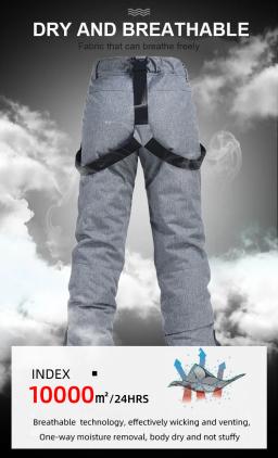 Alta qualidade das mulheres dos homens inverno grosso quente calças de esqui à prova de vento à prova dwindproof água suspender calças neve snowboard plus size - Image 4