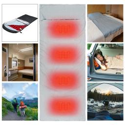 Flanela aquecida saco de dormir forro com saco de compressão, ultra leve, acampamento ao ar livre, viagem lençol, interface USB, quente, saco - Image 3