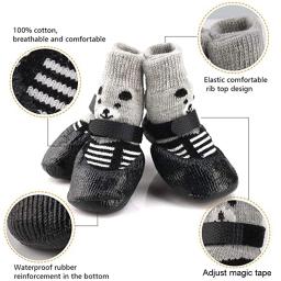 Meias antiderrapantes impermeáveis para cães e gatos, sapatos quentes para animais, botas de chuva e neve, cachorro pequeno e grande chihuahua inverno, 4 pçs/set - Image 2