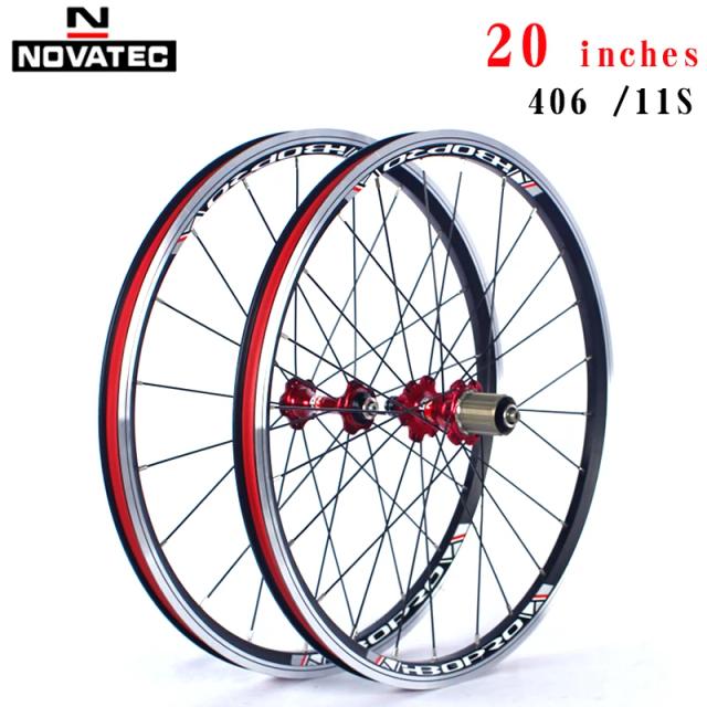 Roda Dobrável de Alumínio Novatec com QR - Modelo A271, F372SB, V Freio, 451/406, 4 Rolamentos, Compatível com 7-11 Velocidades, 20 e 24 Furos