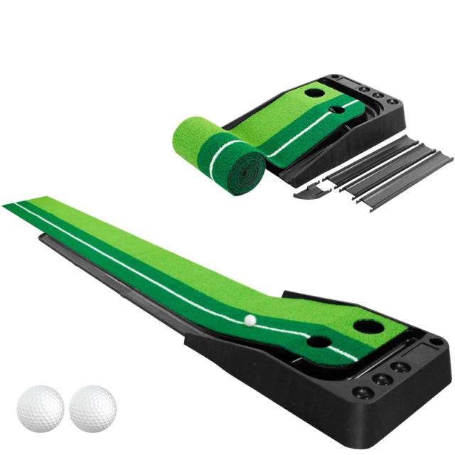 Golf Indoor Putting Green Automático e Portátil com Retorno de Bola - Ideal para Treinamento em Casa e Quintal com 2 Bolas Grátis