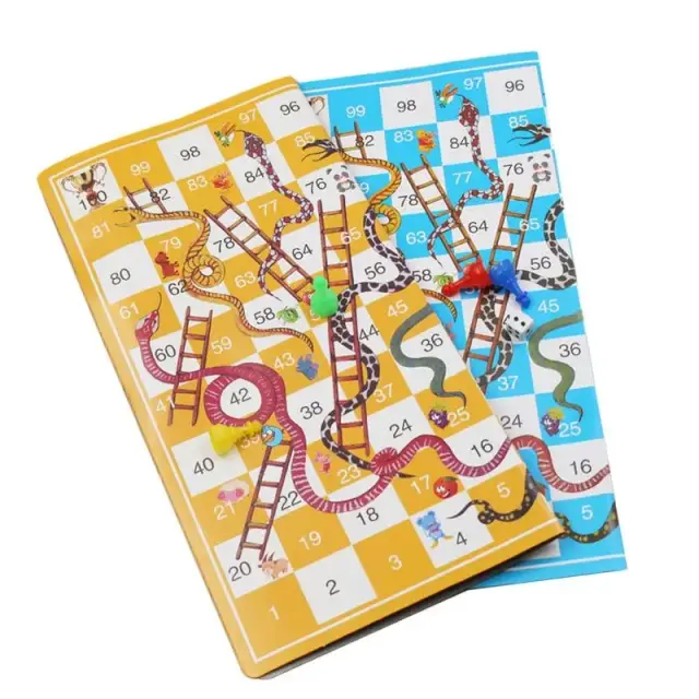 Conjunto Divertido de Jogos de Tabuleiro Portáteis para Crianças com Escada de Papel de Cobra e Xadrez Voador 25x25 cm