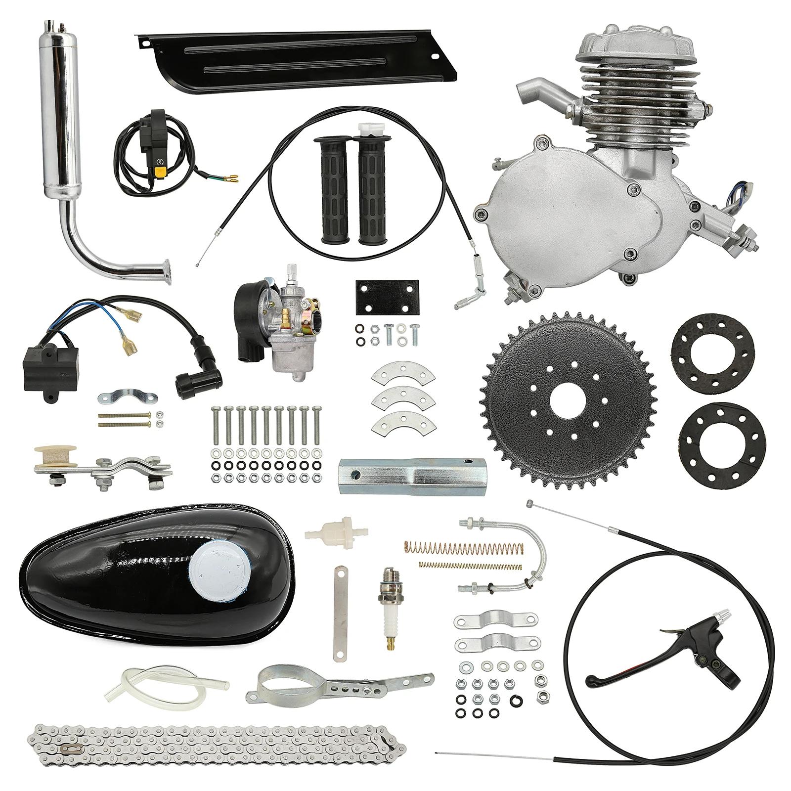 Bicicleta elétrica Kit Motor a Gás, Motor Conjunto Completo, DIY, Mountain Bike, Bicicleta do bolso, Prata, Preto, 2 Cursos, 80cc - Image 1
