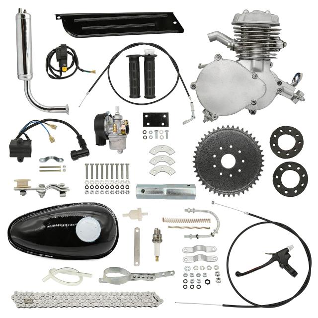 Bicicleta Elétrica com Kit Completo de Motor a Gás 80cc para DIY em Mountain Bike - Modelos Prata e Preto