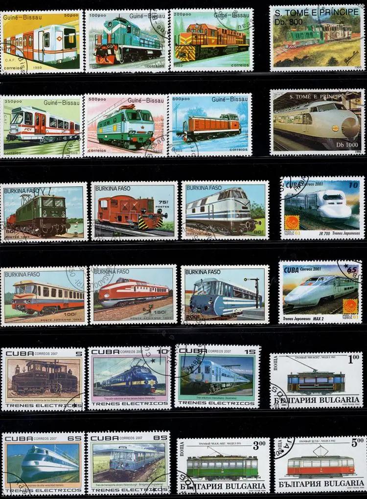 50 Pçs/lote Trem Elétrico Selo Selos postais Tema Diferente De Muitos Países NÃO Repetir com Pós Marca para a Coleta de - Image 1
