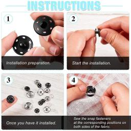 20 conjuntos costurar-em botões de pressão de metal prendedores de pressão preto prata botões de imprensa para sacos de roupas costura diy crafting botões invisíveis - Image 4