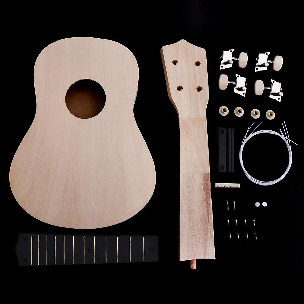 Kit de ukulele diy com 21 partes, com buraco de som, berço de madeira soprano de havaí, pintura de artesanato para pais e crianças - Image 1