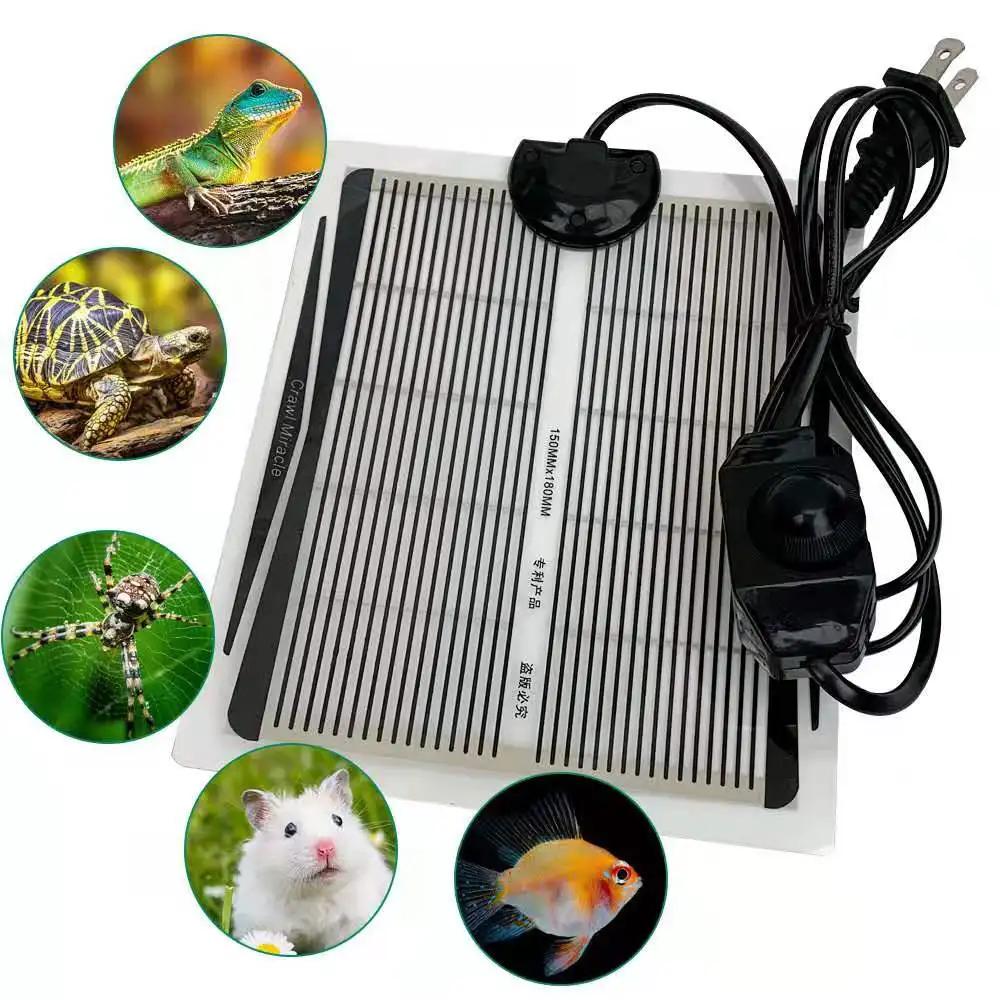 Tapete térmico para répteis, com controle de temperatura ajustável, incubadora, para lagarto, tartaruga, cobra, tomada ue/eua, 5-35w - Image 1