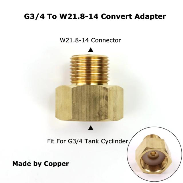 Adaptador W21.8-14 para Tanque de CO2: Reguladores e Enchimento G3/4 para Fácil Carregamento