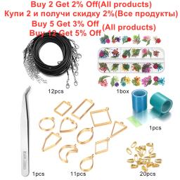 Resina Epóxi Oco Cola Em Branco Pendant Base Conjuntos, DIY Brincos Kits, Secas Fazer Jóias Flor, Colar Ferramentas, 1 Conjunto - Image 2