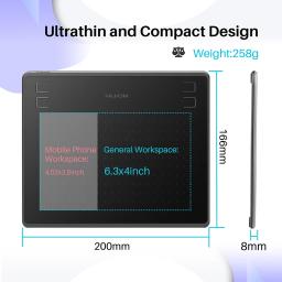 Huion hs64 6x4 polegadas de desenho gráfico tablets telefone tablet ferramentas de pintura com bateria-livre stylus para windows android e macos mesa digitalizadora - Image 2