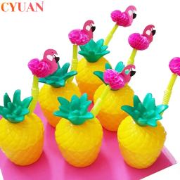 6 conjunto de abacaxi tropical copos de suco de coco beber copos de palha verão luau flamingo aniversário praia piscina festa havaiana decoração - Image 2