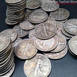Replica Conjunto Completo de Moedas EUA, Half Dollar, Walking Coins, Liberdade, 1920-1950 Coleção, 63PCs - Image 2