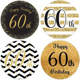 Adesivos De Festa De Aniversário De Ouro, Etiquetas De Selo, Celebração Adulto, 60 ° Aniversário - Image 2