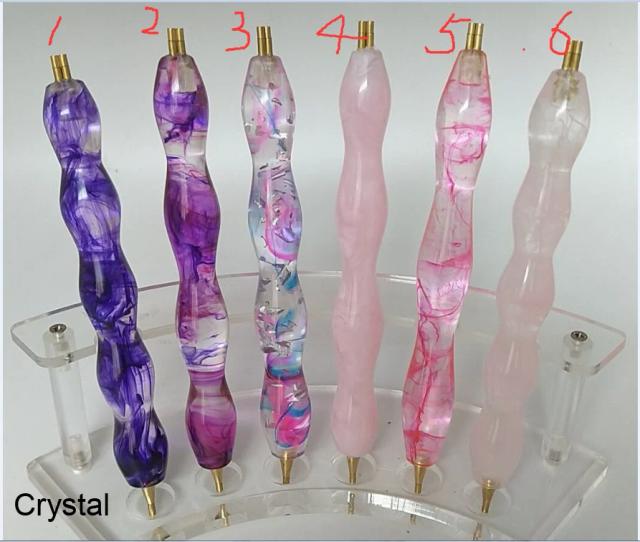 Caneta artesanal de cristal de resina com pontas de metal para pintura em diamante e bordado, novo estilo 2021