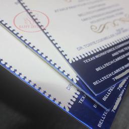 Convite de formatura alta qualidade branco e elegante, cartão de papel de algodão 900gsm, com papel-alumínio azul real e dourado, hi1158, 100 peças - Image 5