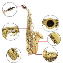 Latão saxofone botões com Golden Carve padrão, Bb Bend, limão Sax Soprano, Pearl White Shell, instrumento de sopro - Image 2
