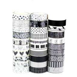 Conjunto de fitas Eco Washi japonês para planejador, fita adesiva, papelaria fofa, decorativa, preto e branco, nova, 1X 10m - Image 6