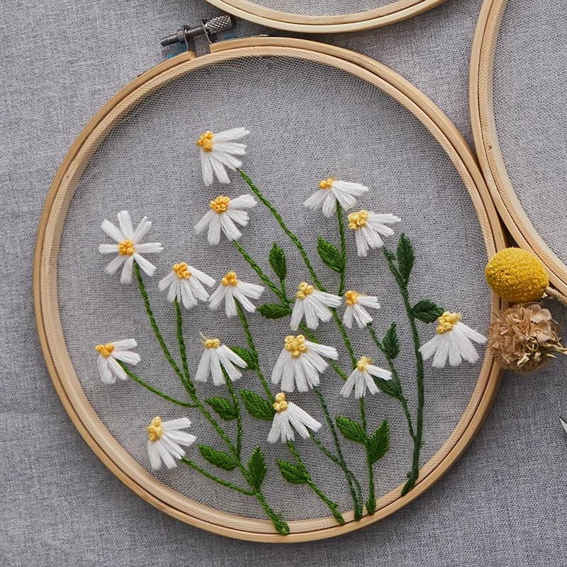 Bordado Hoop Handmade Bordado Kit para Iniciantes, Padrões Floral, Artesanato DIY, Kits Ponto Cruz, 1 Conjunto - Image 1