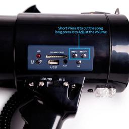 Megafone portátil com controle de volume e correia, 50 W Power Megafone Speaker, Bullhorn voz e sirene modos de alarme, novo - Image 6