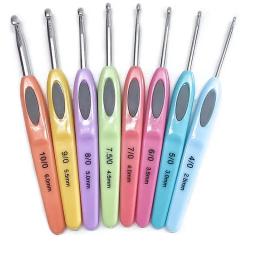Agulhas de crochê multicoloridas, 8 fábricas, cabo de plástico, alumínio, tricô, agulha, suéter, costura, artesanato, ferramentas, kit de tecelagem - Image 1