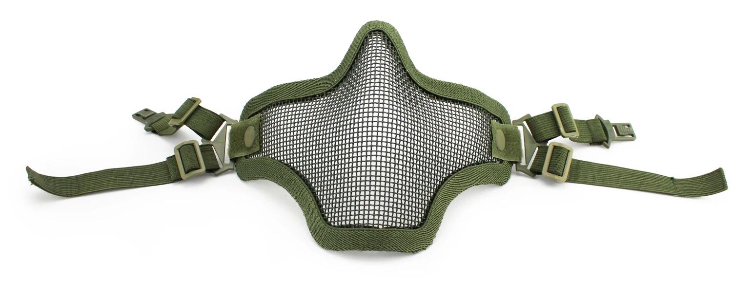 Nova caça tiro militar meia face máscaras malha de metal respirável adaptar ao capacete rápido - Image 1
