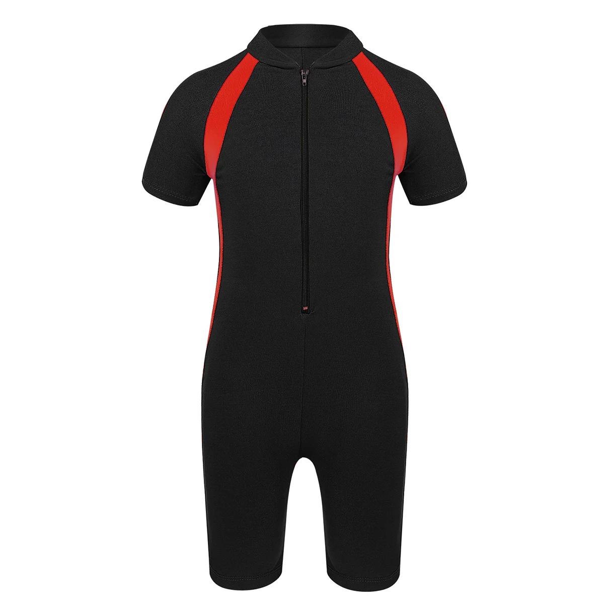 Crianças meninos meninas wetsuit crianças ternos de mergulho roupas de banho meninas um pedaço manga curta surf maiôs menina maiô - Image 1