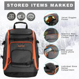 Soarowl saco de inicialização de esqui 65l mochila de viagem para capacete de esqui luvas esquis snowboard & acessórios - Image 4