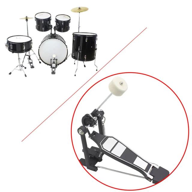 Conjunto de Tambores com Pedal e Baquetas: Instrumento Musical de Alta Qualidade para Bateria com Martelo de Feltro