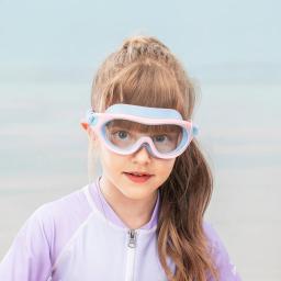 Óculos de natação para crianças e meninas, armação grande, antiembaçante, máscara de piscina para crianças, óculos de mergulho de silicone - Image 2