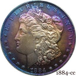 Estados unidos da américa 1884 cc morgan um dólar eua moeda liberdade cupronickel prata chapeado em deus confiamos cópia moeda - Image 1