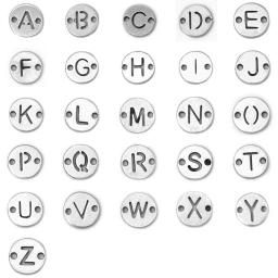 10 pçs/lote aço inoxidável 6mm redondo alfabeto diy iniciais pingente encantos conectores para jóias fazendo acessórios a partir de A-Z - Image 1