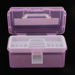 Caixa de Ferramentas de Jóias e Pintura Rosa, Armazenamento Doméstico, Organizador com alça - Image 6