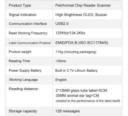 Leitor de identificação nimal de animais de estimação, scanner de chip de animais rfid, identificação de crachá 134.2khz, transponder de etiquetas - Image 3