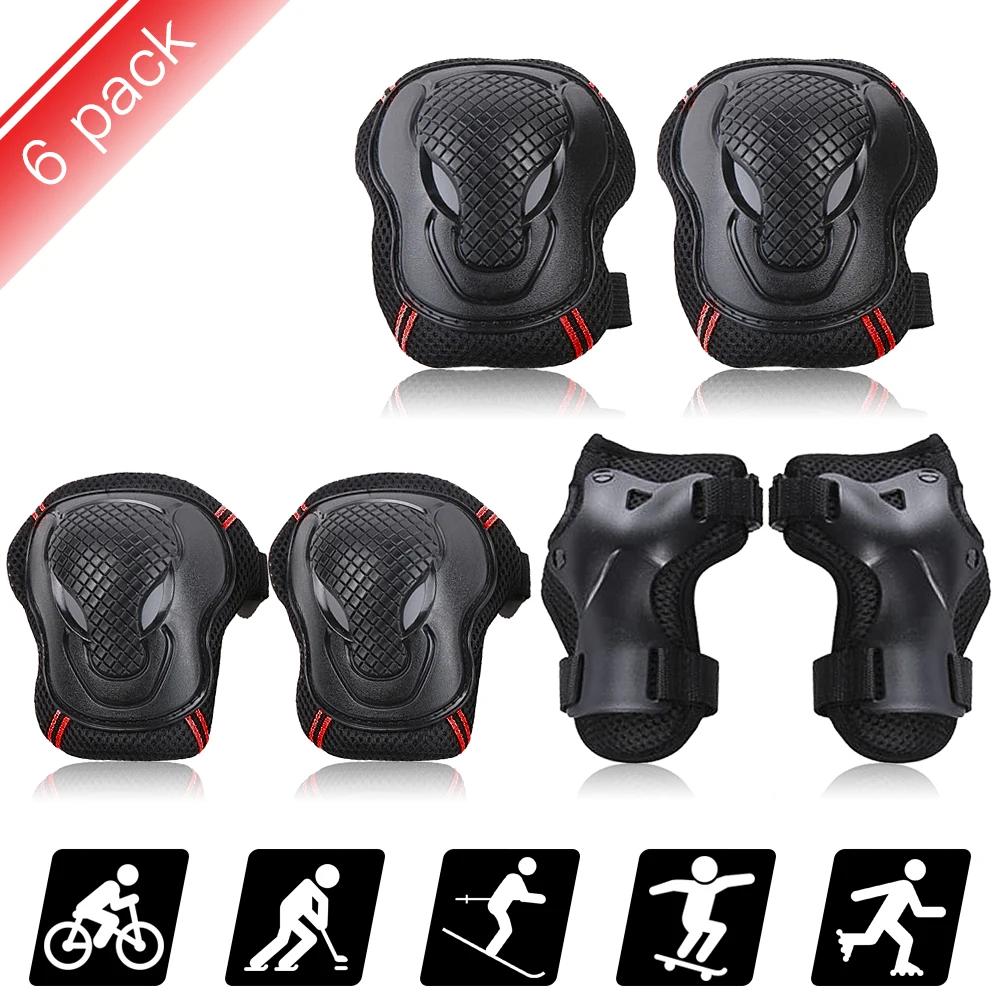 Joelheiras e cotoveleiras para adultos, protetores de pulso, conjunto de equipamentos de proteção, proteção de segurança, skate, ciclismo, equitação, 6 peças - Image 1