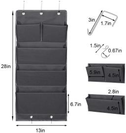Sobre a Porta Organizador De Armazenamento, Pendurado Com Ganchos, Montagem Na Parede, Material De Escritório, Pastas De Arquivo, Material Escolar, 5 Bolsos - Image 2
