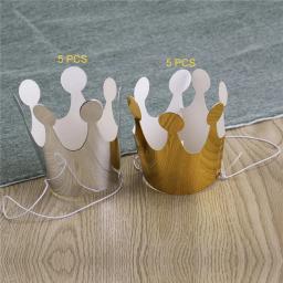 Chapéus de papel de happy birthday, decoração de festa para meninos e meninas com 5 peças de coroa de ouro - Image 5