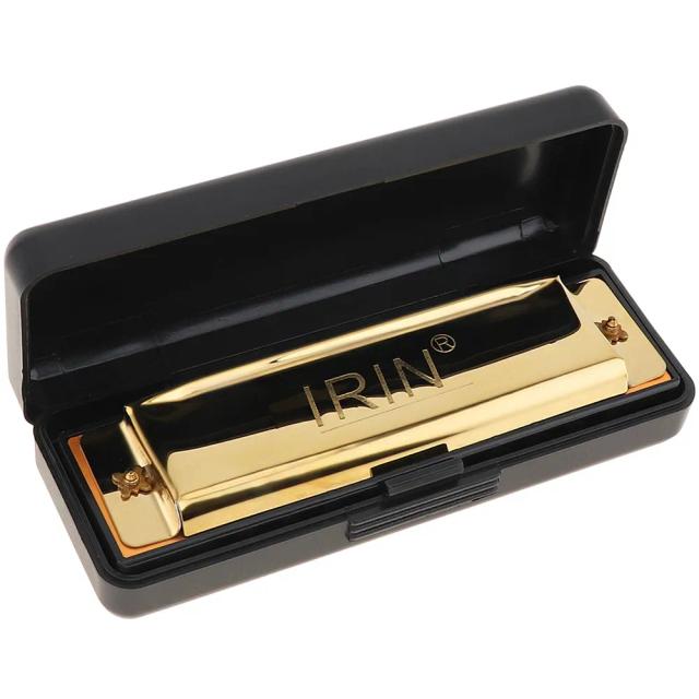 Harmônica de Ouro para Iniciantes em Aço Inoxidável - 10 Buracos e 20 Tons para Blues e Performance Profissional