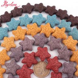 25mm estrelas lava rocha vulcânica pedra solta espaçador contas para diy encantos pingente colar bracelats brincos jóias fazendo 14.5" - Image 2