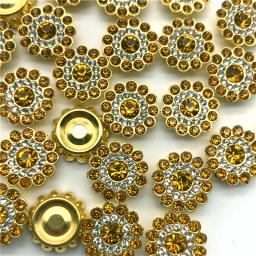 30 pçs 50 pçs 13mm girassol flatback cabochão contas de cristal base ouro moldura resina strass para diy headwear vestuário acessório - Image 5