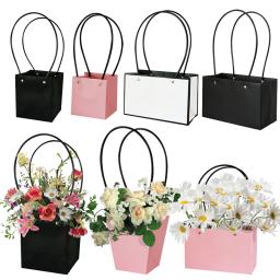 Saco De Presente De Mão De Papel Kraft, Caixa De Presente Da Flor, Sacola De Embalagem De Flor Portátil para Casamento, Decorações Do Dia Das Mães - Image 1