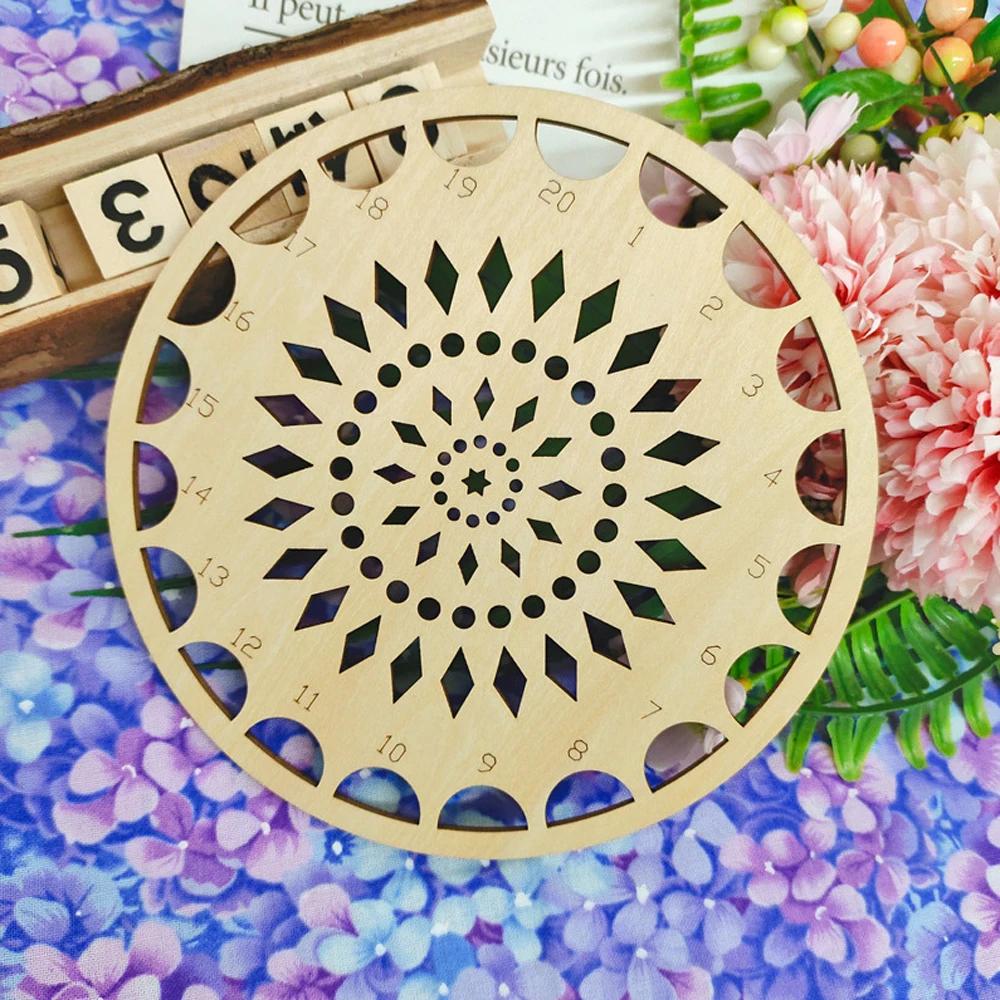Organizador de bordado diy de madeira e mandala, suporte para linha de ponto cruz, armazenamento de agulhas artesanais, acessórios para costura, artesanato, 1 peça - Image 1