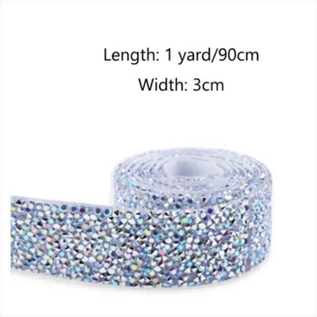 Fita Auto-adesiva de Strass Gold Crystal para Decoração de Calçados e Vestidos - Rolo de 1 Jardim para Artesanato DIY
